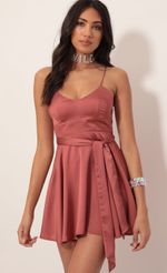 Picture Quinn Satin Tie A-line Dress in Blush. Source: https://media.lucyinthesky.com/data/Nov19_2/150xAUTO/781A9280.JPG