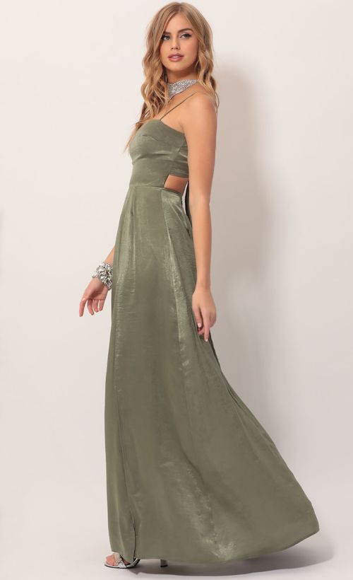 olive green satin dress