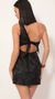 Picture Liana Satin Jacquard Shoulder Dress in Black. Source: https://media.lucyinthesky.com/data/Nov19_2/50x90/781A7192.JPG