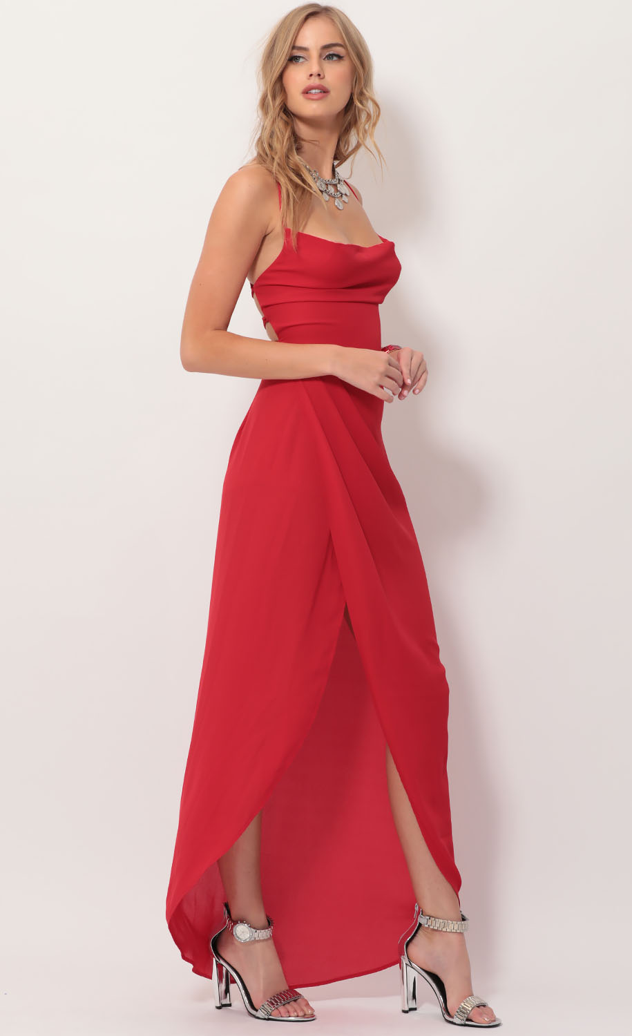 Party dresses > Chiffon Luxe Maxi Dress in Red