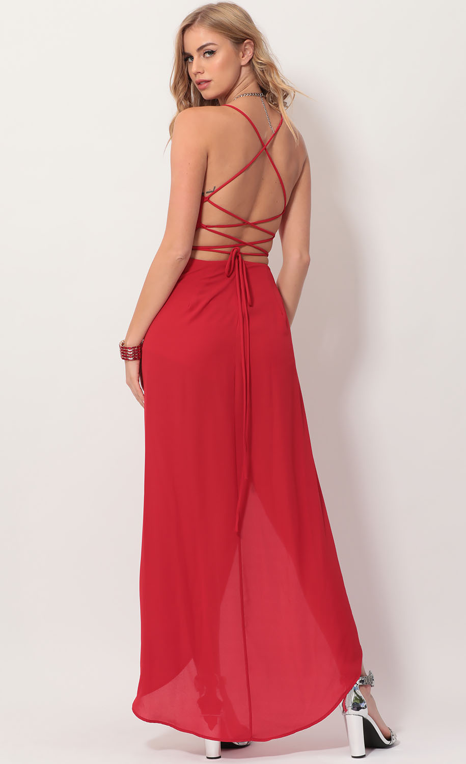Party dresses > Chiffon Luxe Maxi Dress in Red