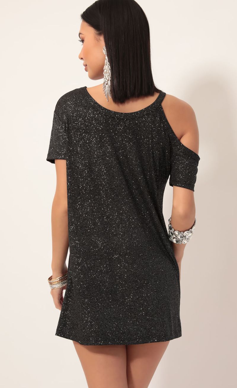 Picture Asher Cutout Shimmer Shift Dress in Black. Source: https://media.lucyinthesky.com/data/Nov19_2/800xAUTO/781A65511.JPG