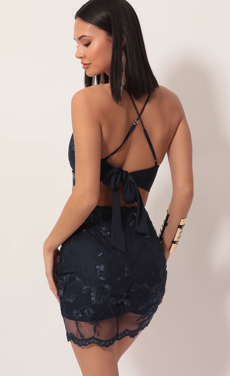 Picture Chrisanne Floral Lace Halter Set in Navy. Source: https://media.lucyinthesky.com/data/Nov19_2/800xAUTO/781A8878.JPG