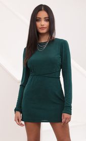 Picture thumb Gianna Slinky Shift Dress in Emerald Green. Source: https://media.lucyinthesky.com/data/Nov20_2/170xAUTO/1V9A0359.JPG