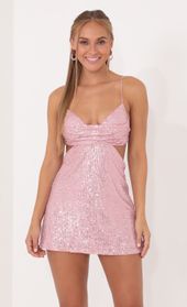 Picture thumb Polly Cutout Dress in Pink Sequin. Source: https://media.lucyinthesky.com/data/Nov21_1/170xAUTO/1V9A1676.JPG