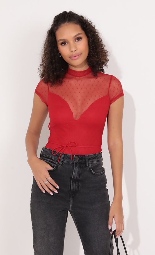 Picture Avenue Lace Up Bodysuit in Red. Source: https://media.lucyinthesky.com/data/Nov21_1/500xAUTO/1V9A7519.JPG