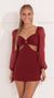 Picture Mary Lou Long Sleeve Cutout Dress in Burgundy. Source: https://media.lucyinthesky.com/data/Nov21_1/50x90/1V9A6518.JPG