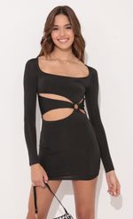Picture Chaz Cutout Long Sleeve Dress in Black. Source: https://media.lucyinthesky.com/data/Nov21_2/150xAUTO/1V9A4403.JPG