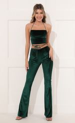 Picture Maricel Velvet Two Piece Pant Set in Green. Source: https://media.lucyinthesky.com/data/Nov21_2/150xAUTO/1V9A4544.JPG