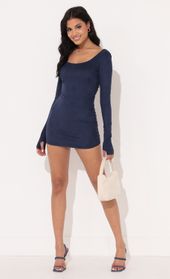 Picture thumb Severina Long Sleeve Bodycon Dress in Blue Suede. Source: https://media.lucyinthesky.com/data/Nov21_2/170xAUTO/1V9A4867.JPG