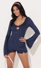 Picture thumb Tinny Belle Sleeve Suede Romper in Navy. Source: https://media.lucyinthesky.com/data/Nov21_2/170xAUTO/1V9A7523.JPG