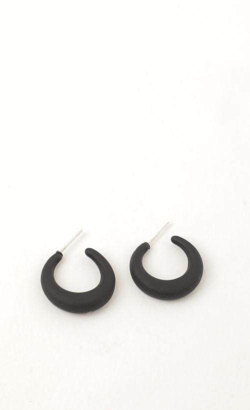 Picture Puff Princess Open Hoop Earring in Black. Source: https://media.lucyinthesky.com/data/Nov21_2/500xAUTO/1J7A0030.JPG