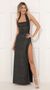 Picture Celestina Maxi Dress in Black Shimmer. Source: https://media.lucyinthesky.com/data/Nov21_2/50x90/1V9A2563.JPG