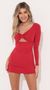 Picture Corrie One Sleeve Bodycon Dress in Red. Source: https://media.lucyinthesky.com/data/Nov21_2/50x90/1V9A6106.JPG