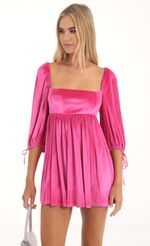 Picture Afia Velvet Baby Doll Dress in Hot Pink. Source: https://media.lucyinthesky.com/data/Nov22/150xAUTO/6424fa5f-aee7-4203-b09a-96ef8a149283.jpg