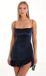 Picture Kailani Sequin Cowl Neck Dress in Blue. Source: https://media.lucyinthesky.com/data/Nov22/150xAUTO/ca118884-9e98-4392-bc2d-a58d4a1c8e2f.jpg
