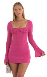 Picture Soraya Corset Long Sleeve Dress in Pink. Source: https://media.lucyinthesky.com/data/Nov22/150xAUTO/db81552e-f747-4c08-91af-471c21f50492.jpg