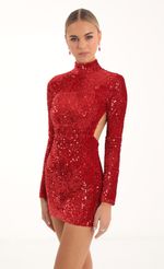 Picture Agnes Velvet Sequin Open Back Dress in Red. Source: https://media.lucyinthesky.com/data/Nov22/150xAUTO/dbc1ef2d-37f7-4752-aedf-45025bf4077b.jpg