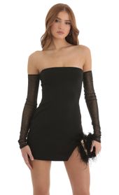 Picture thumb Jill Off The Shoulder Dress and Gloves in Black. Source: https://media.lucyinthesky.com/data/Nov22/170xAUTO/2ae36899-f40a-41a1-b400-6cb7223e00eb.jpg