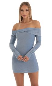Picture thumb Emelia Metallic Knit Off The Shoulder Dress in Blue. Source: https://media.lucyinthesky.com/data/Nov22/170xAUTO/482ffad3-49c2-47a7-a2a1-eca53170477c.jpg