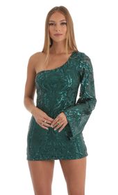 Picture thumb Lennox Sequin Flare Sleeve Dress in Green. Source: https://media.lucyinthesky.com/data/Nov22/170xAUTO/6e46d945-fbd2-475e-bafd-80452abe20ad.jpg