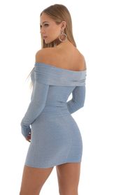 Picture thumb Emelia Metallic Knit Off The Shoulder Dress in Blue. Source: https://media.lucyinthesky.com/data/Nov22/170xAUTO/8efadcb5-33ac-4466-9912-71ba9d15bb8d.jpg