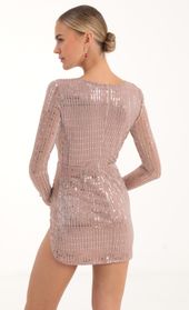 Picture thumb Lennox Striped Sequin Long Sleeve Dress in Rose Gold. Source: https://media.lucyinthesky.com/data/Nov22/170xAUTO/f14bf583-f3ee-45f2-927a-a7c674478c1e.jpg