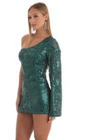 Picture thumb Lennox Sequin Flare Sleeve Dress in Green. Source: https://media.lucyinthesky.com/data/Nov22/170xAUTO/f5d6f734-e1f2-48fe-aee7-1a7d11180b5c.jpg
