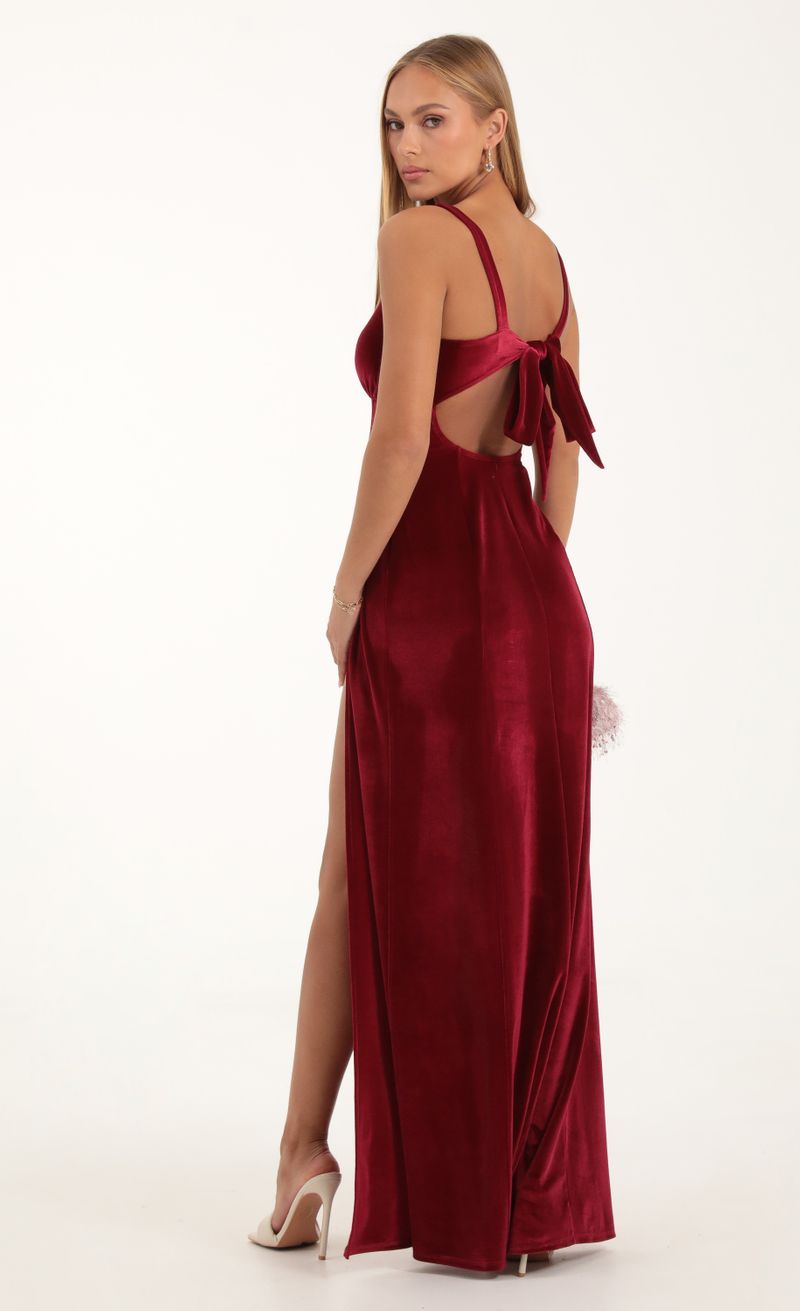 Picture Camber Velvet Maxi Dress in Red. Source: https://media.lucyinthesky.com/data/Nov22/800xAUTO/31f8fd70-26bb-4d6e-ad39-915d104d2d98.jpg