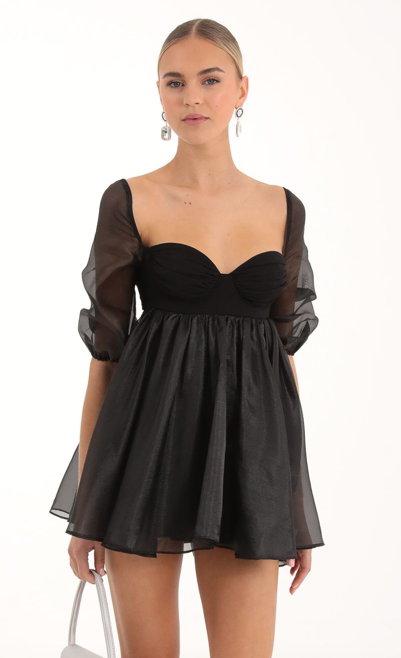 Kimber Organza Baby Doll Dress in Black | Lucy in the Sky