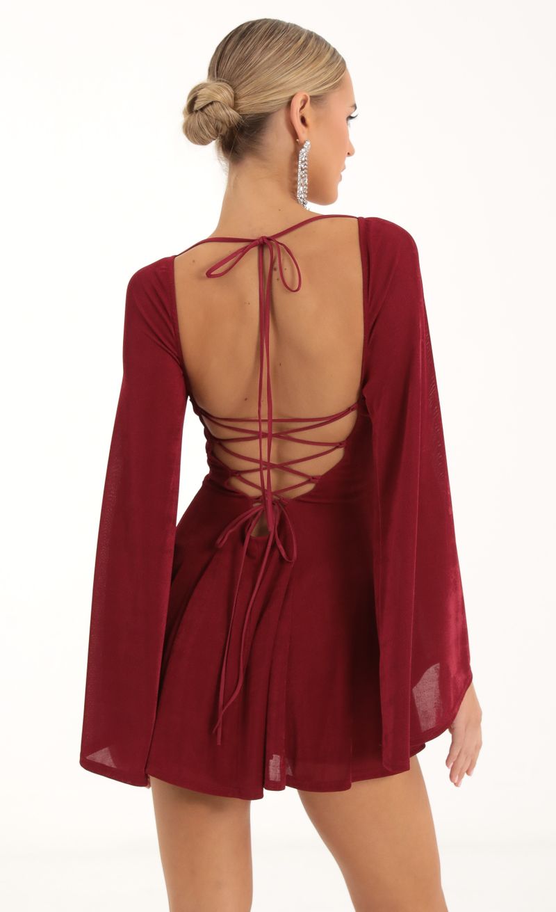 Picture Sirena Slinky Flare Sleeve Dress in Red. Source: https://media.lucyinthesky.com/data/Nov22/800xAUTO/a26446b5-6562-4d59-9e21-79a7f29473ed.jpg