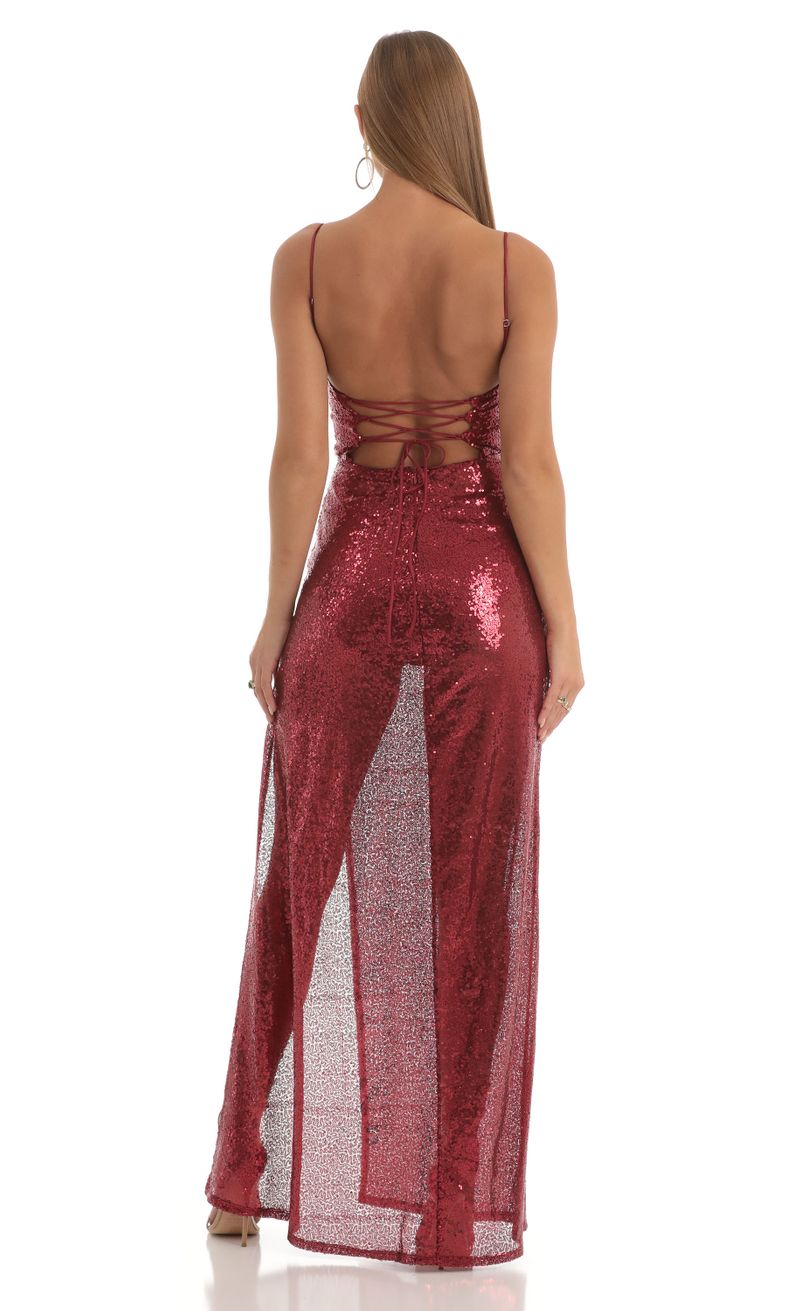 Cosima Sequin Cowl Neck Maxi Dress in Red | Lucy in the Sky