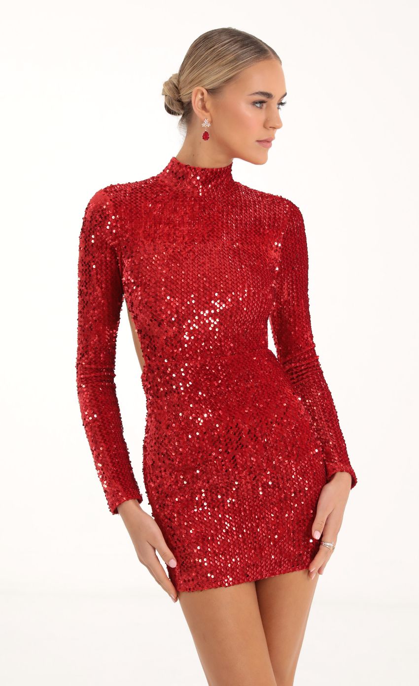 Picture Agnes Velvet Sequin Open Back Dress in Red. Source: https://media.lucyinthesky.com/data/Nov22/850xAUTO/12bdce85-4f75-4d00-bda7-0dae3c800d1c.jpg