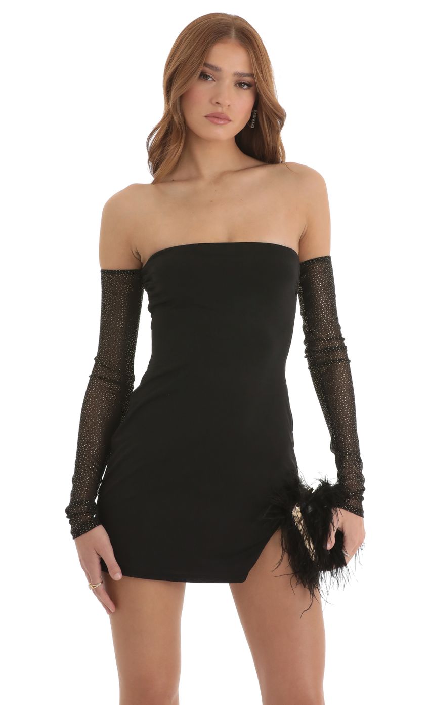 Picture Jill Off The Shoulder Dress and Gloves in Black. Source: https://media.lucyinthesky.com/data/Nov22/850xAUTO/2ae36899-f40a-41a1-b400-6cb7223e00eb.jpg