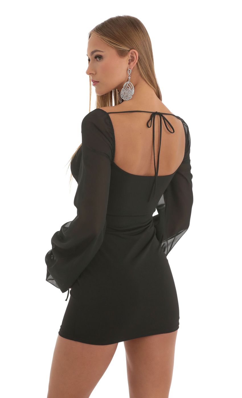 Picture Laurice Crinkle Chiffon Long Sleeve Dress in Black. Source: https://media.lucyinthesky.com/data/Nov22/850xAUTO/4c5e2ede-6bf7-4f3b-b179-65b92ba06966.jpg
