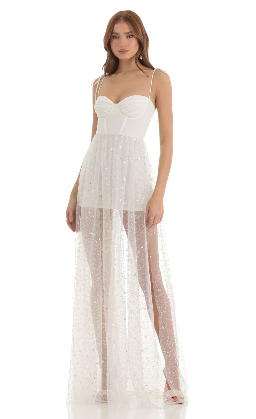 Picture Simi Rhinestone Corset Maxi Dress in White. Source: https://media.lucyinthesky.com/data/Nov22/850xAUTO/5eda75ff-0382-4a48-af2c-e0ce5f2fd1b7.jpg