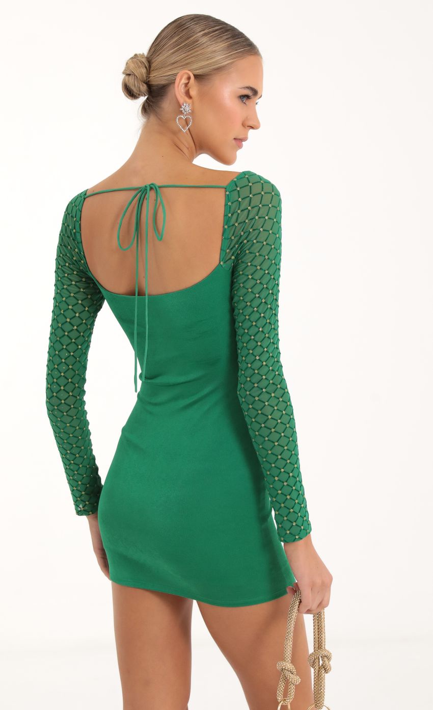 Picture Giulia Glitter Diamond Long Sleeve Dress in Green. Source: https://media.lucyinthesky.com/data/Nov22/850xAUTO/87d8e5ff-ad83-432e-afbc-00c6725ba104.jpg