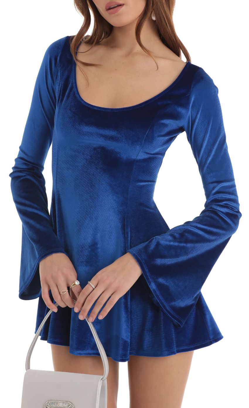 Picture Kallie Velvet A-Line Dress in Blue. Source: https://media.lucyinthesky.com/data/Nov22/850xAUTO/944cfcc8-b0dd-412c-b557-b921c7bec91d.jpg