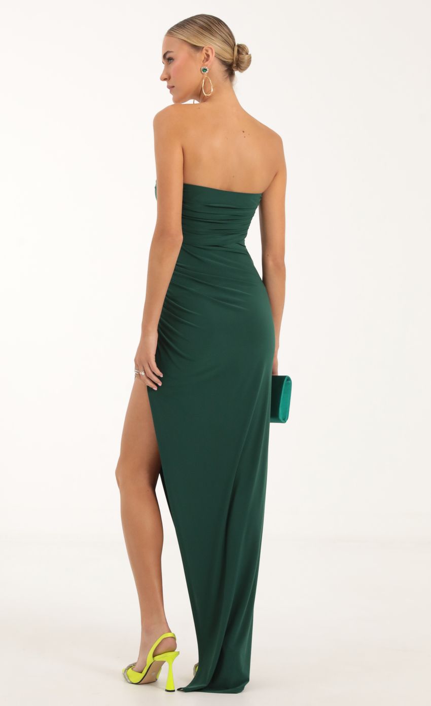 Picture Sana Corset Strapless Maxi Dress in Green. Source: https://media.lucyinthesky.com/data/Nov22/850xAUTO/e9a3fb59-6d55-4e9d-9b2d-e17e69c15ee3.jpg