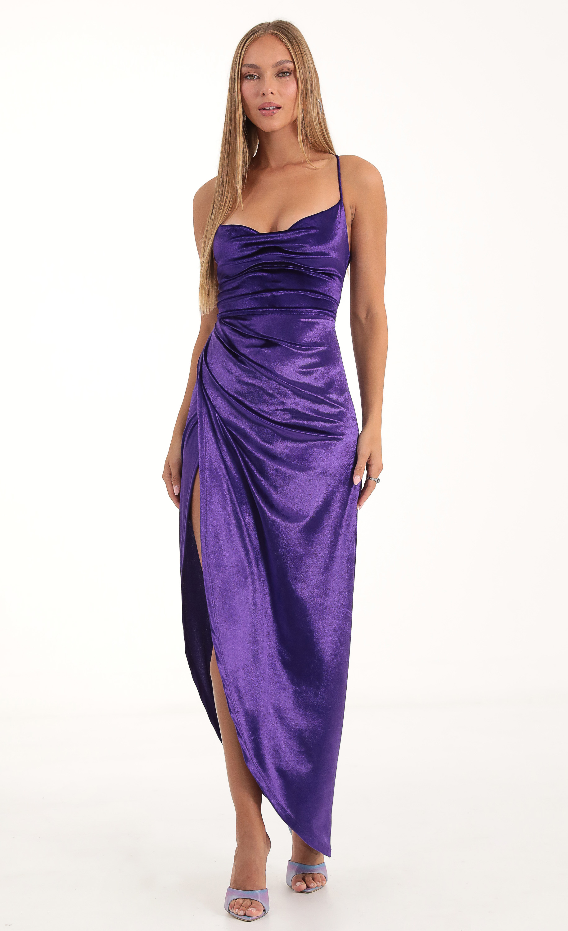 Lovely Velvet Luxe Maxi Dress in Purple