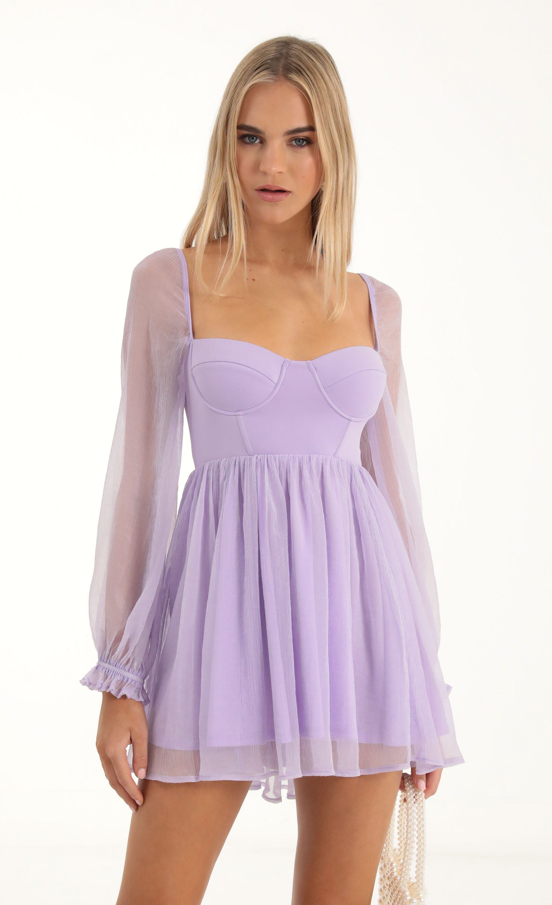 Murphy Corset Long Sleeve Dress in Purple