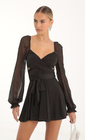 Katana Lace Cutout Dress in Black