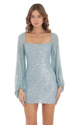 Picture Shantelle Sequin Long Sleeve Dress in Blue. Source: https://media.lucyinthesky.com/data/Nov23/150xAUTO/2509a218-26fb-4bab-8037-21dbe3e643e5.jpg