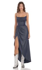Picture Lovely Velvet Luxe Maxi Dress in Navy Blue. Source: https://media.lucyinthesky.com/data/Nov23/150xAUTO/76609add-2bf4-40a0-8d70-a07da59a4070.jpg