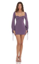 Picture Candace Long Sleeve Bodycon Dress in Purple. Source: https://media.lucyinthesky.com/data/Nov23/150xAUTO/fb74ac1f-a3a8-4f1a-a69b-7d03299bb758.jpg