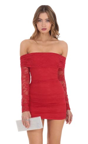 Fern Lace Corset Dress in Red