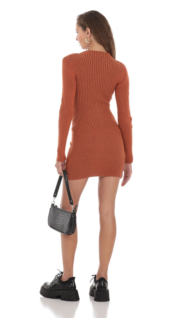 Lawra Front Zip Knit Dress in Orange | LUCY IN THE SKY