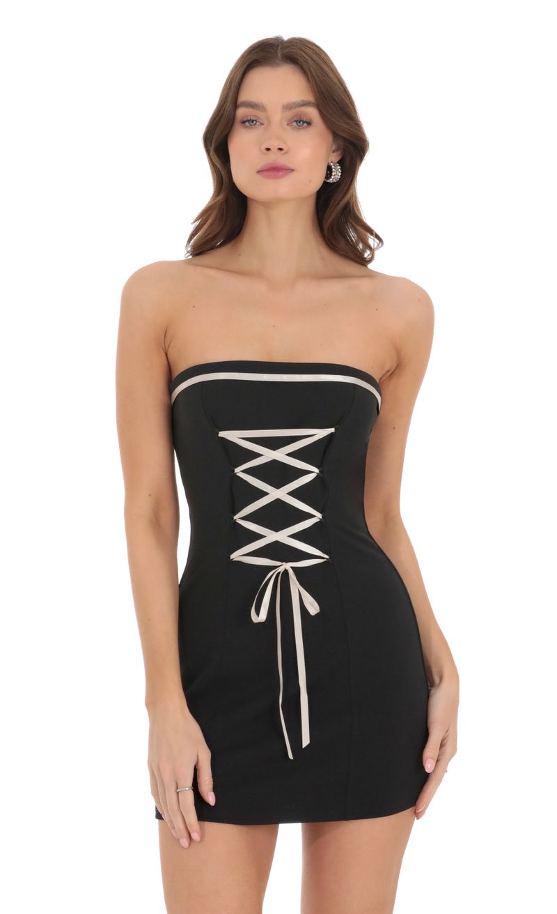 Black lace up sales front dress