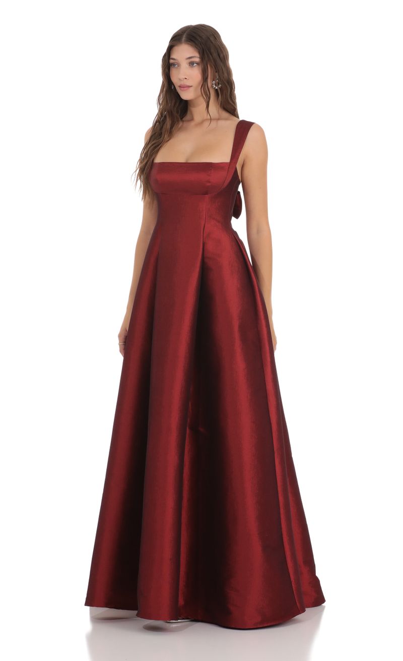 Square Neck Fit and Flare Maxi Dress in Maroon | LUCY IN THE SKY