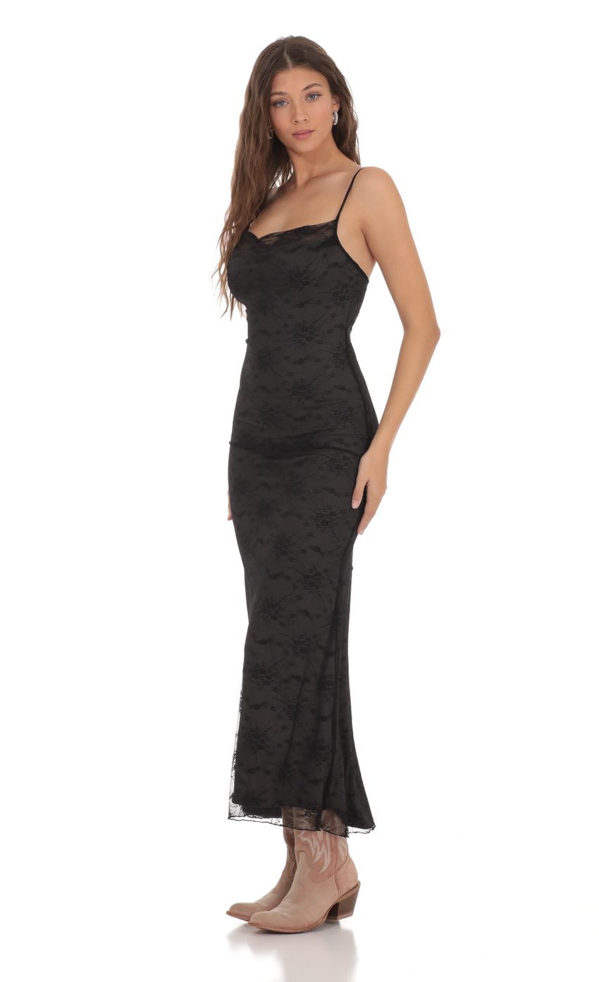 Picture Mesh Lace Maxi Dress in Black. Source: https://media.lucyinthesky.com/data/Nov23/850xAUTO/441532c2-c4ca-4de6-b23a-dbcaec2b2b85.jpg